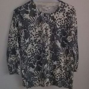 Bass 3/4 Sleeve Cardigan in Gray and Cream